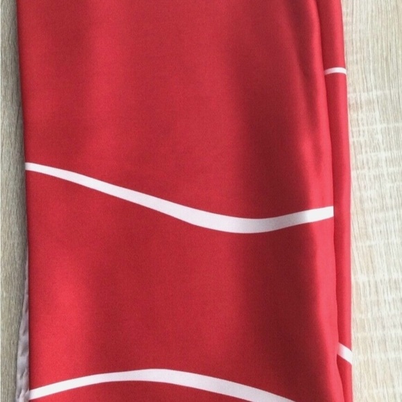 Vintage Christian Dior Silk Scarf Red and White Wave 35" square - Picture 3 of 5